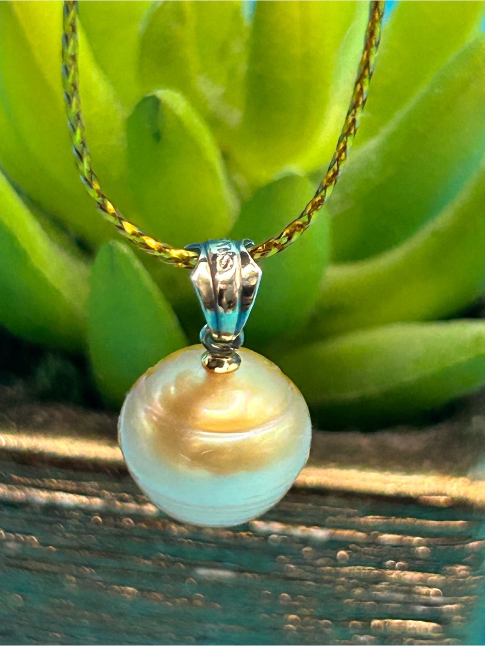Elegant Champagne Pearl Pendant only 10mm- Women Jewelry Silver Setting